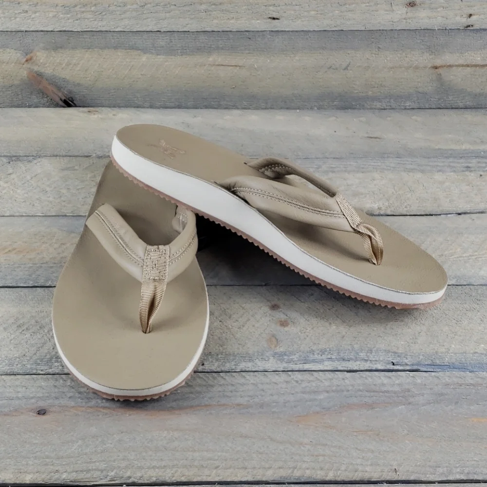 Hurley Lunar Leather Sandals Flip Flops Khaki